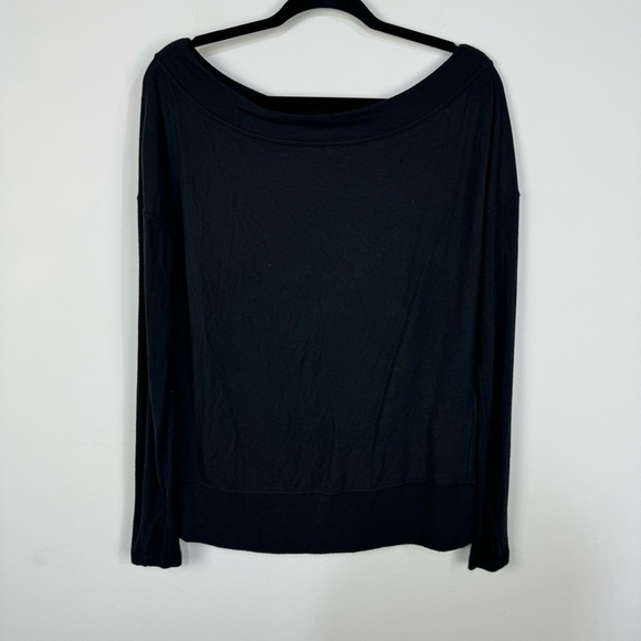 Athleta Black Long Sleeve Boat Neck Basic Casual Top Minimalist Capsule Wardrobe - Picture 1 of 5